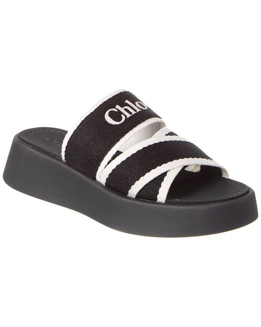 Chloé Black Mila Canvas Platform Sandal