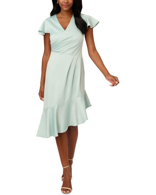 Adrianna Papell Green Satin Cocktail And Party Dress
