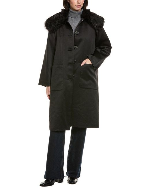 Cynthia Rowley Black Satin Coat