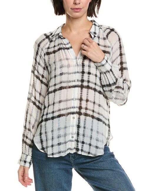Bella Dahl Gray Flowy Raglan Sleeve Shirt