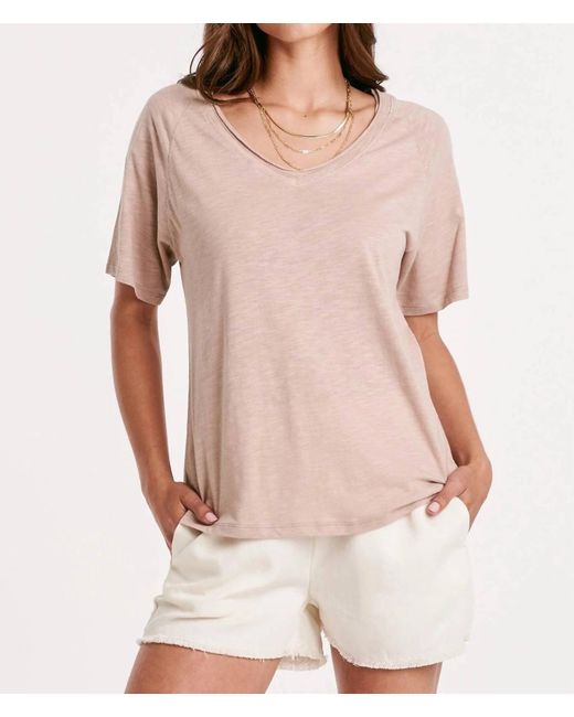 Another Love Natural Taylor Relaxed V-neck Slubbed Basic Tee