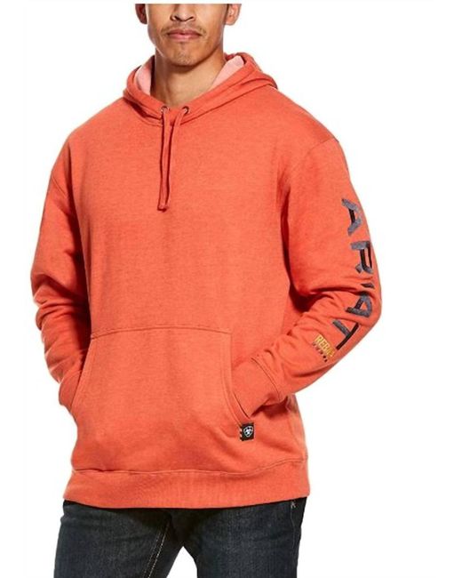 Ariat Orange Rebar Work Hoodie for men