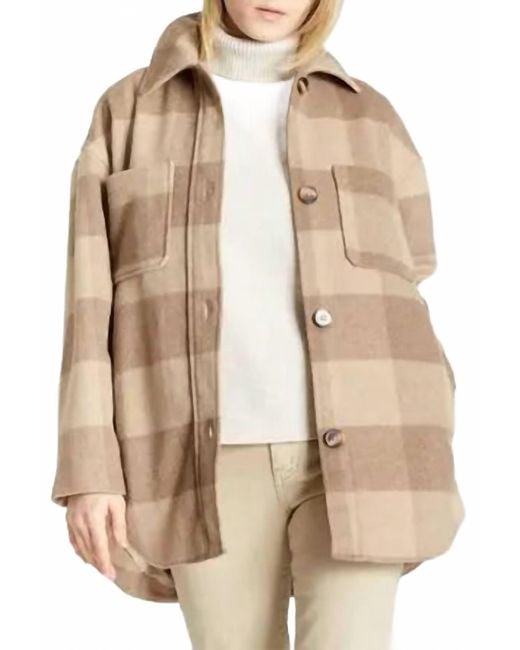 OAT New York Women's Natural 2-Pocket Plaid Coat