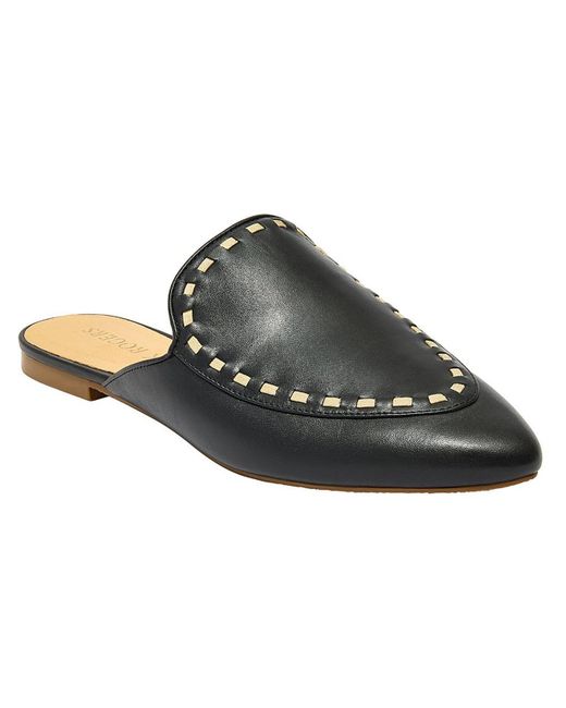 Jack Rogers Black Clarke Cord Leather Pointed Toe Mules