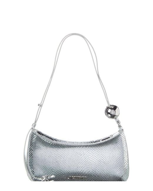 Jacquemus White Le Bisou Perle Python-Embossed Leather Hobo Bag