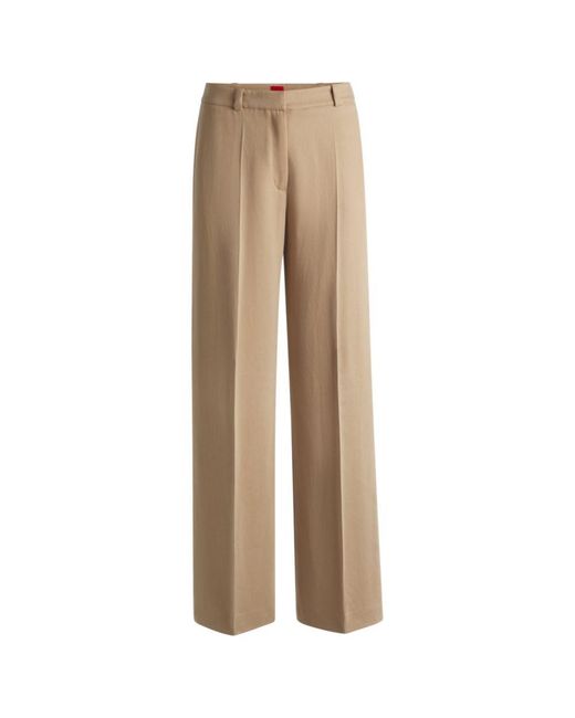HUGO Natural Regular-Fit Trousers With Wide Leg