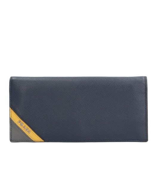 Prada Blue Saffiano Leather Wallet (pre-owned) for men