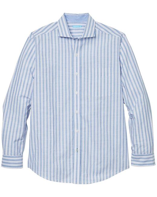 J.McLaughlin Blue Stripe Drummon Shirt for men