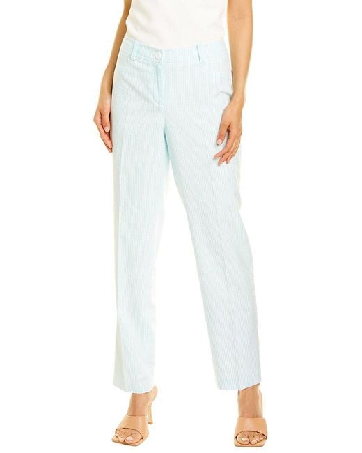 Anne Klein Seersucker Pant in Blue | Lyst