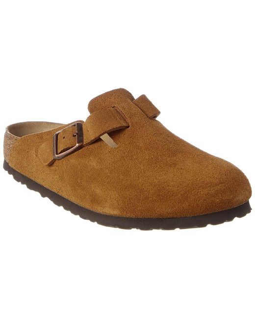 Birkenstock Brown Boston Soft Footbed Suede Leather Clog