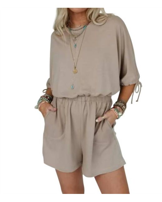 Three Bird Nest Brown Carolina Comfy Romper