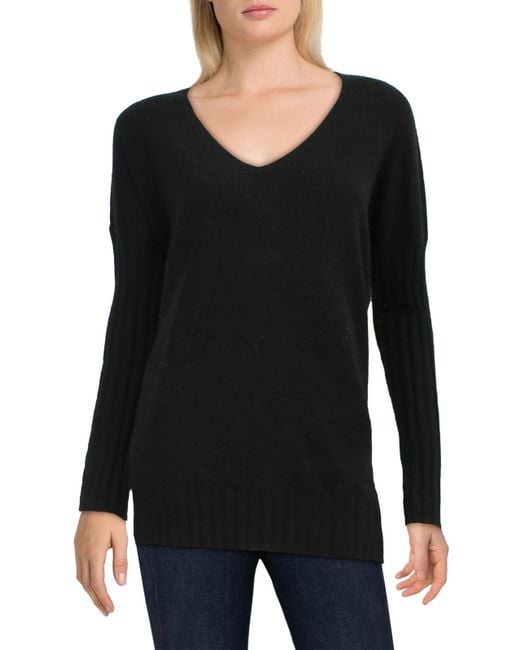 French Connection Black Long Sleeves V-neck Pullover Sweater