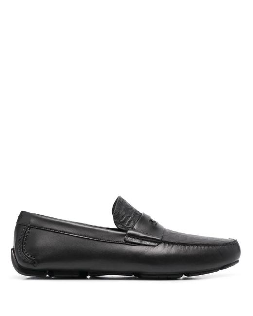 Ferragamo Black Ferragamo Slip-On Leather Loafers for men