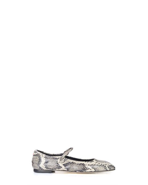 Aeyde White Uma Snake Printed Leather Flats