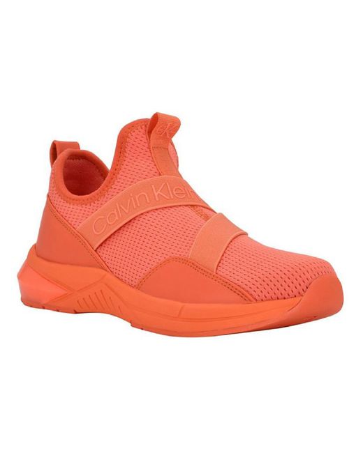 Calvin Klein Orange Sadie Laceless High Top Athletic And Training Shoes