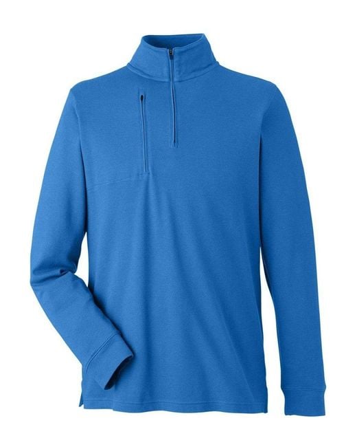 Devon & Jones Blue New Classics Performance Quarter-Zip Pullover for men
