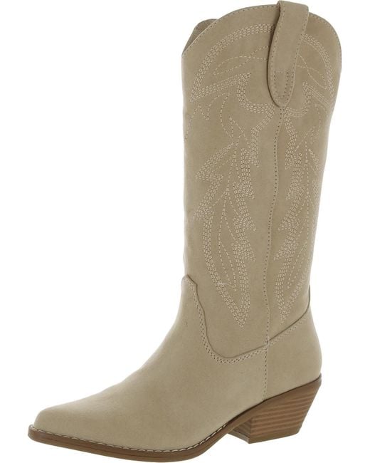 Madden Girl Natural Redford Faux Leather Knee-high Cowboy
