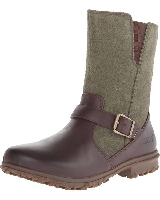 Bogs Brown Bobby Mid Waterproof Leather Motorcycle Boot