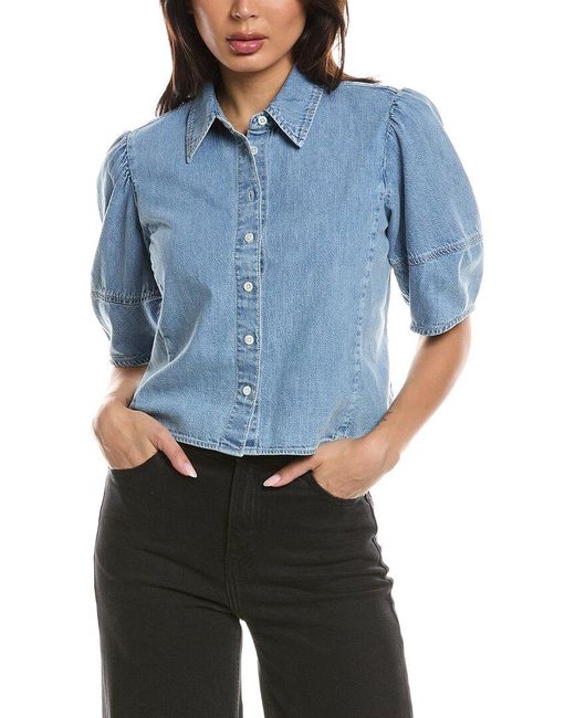 FRAME Blue The Lantern Blouse