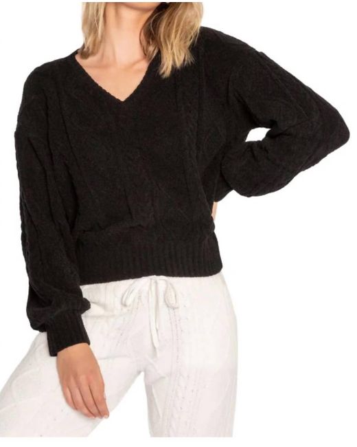 Pj Salvage Black Cable Crew Lounge Long Sleeves Top