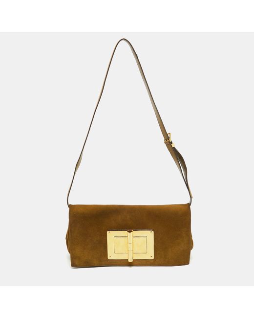 Tom Ford Metallic Olive Suede Natalia Convertible Clutch