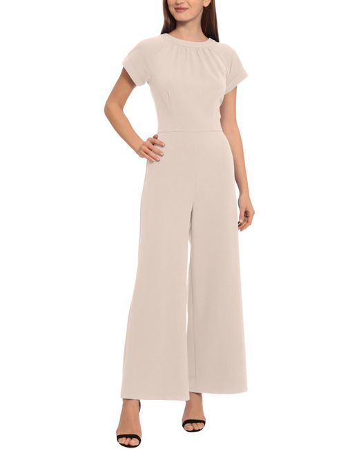 Maggy London Natural Pleated V-back Jumpsuit