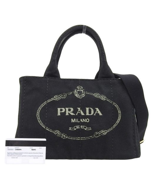 Prada Black Canapa Canvas Tote Bag (pre-owned)