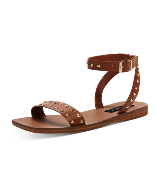 Aqua Brown Aq-sophy Leather Square Toe Ankle Strap
