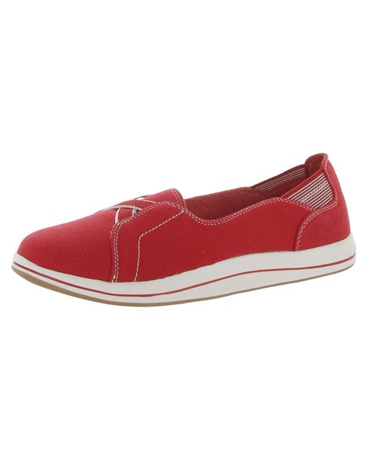 Clarks Red Breeze Skip Canvas Slip On Boat Shoes