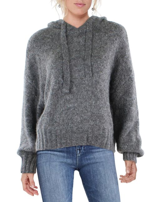 Z Supply Gray Wool Blend Long Sleeves Hooded Sweater