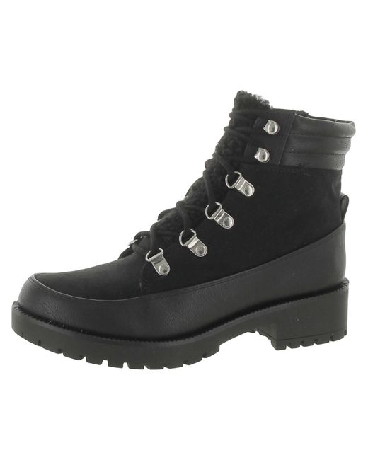 Style & Co. Black Lace-up Faux Leather Combat & Lace-up Boots