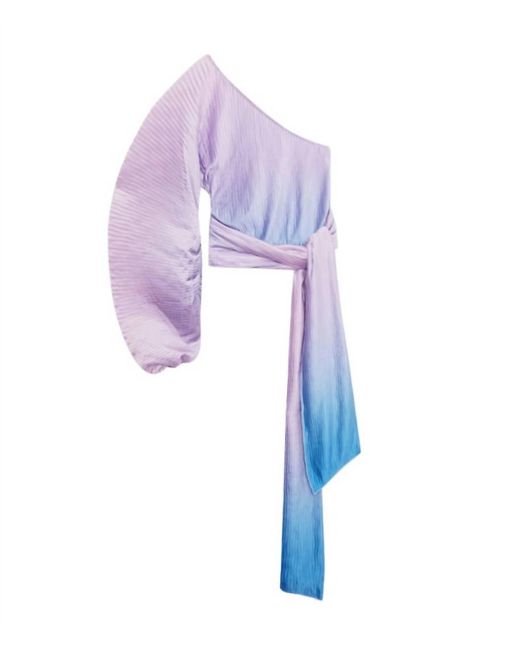Jonathan Simkhai Purple Roza Pleated One Sleeve Top