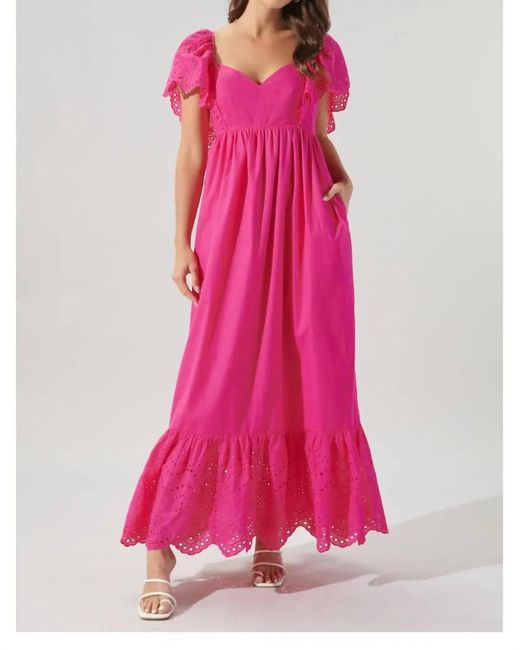 Sugarlips Pink Wild At Heart Eyelet Maxi Dress