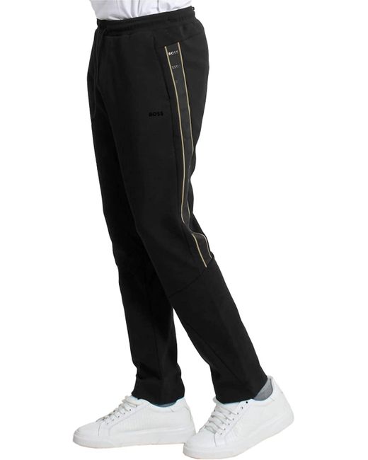 Boss Black Hadim 1 Thick Cotton Side Taping Logo Track Pants jogger for men