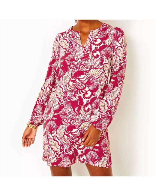 Lilly Pulitzer Olivine Dress In Poinsettia Red Island Vibes