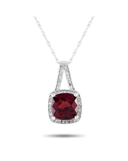 Non-Branded Red Lb Exclusive 14k Gold 0.12ct Diamond And Garnet Necklace Pd4-16273wga