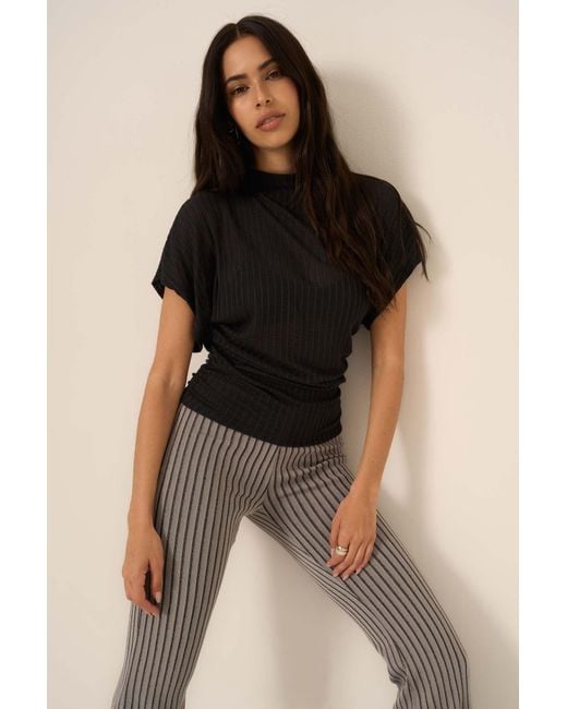 Project Social T Black Holly Funnel Neck Dolman Tee