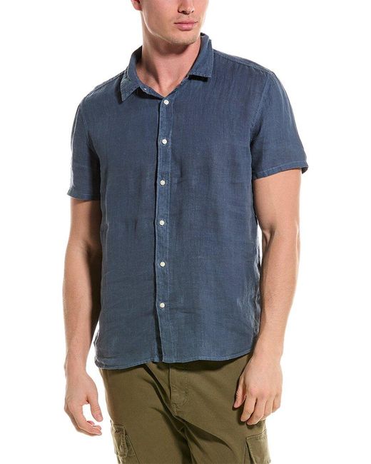 Velvet By Graham & Spencer Blue Mackie Linen Shirt for men