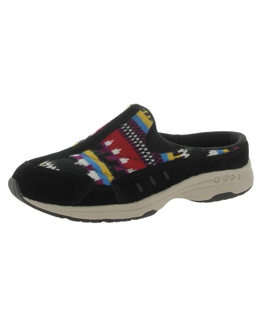 Easy Spirit Black Traveltime 628 Suede Embroidered Slip-on Sneakers