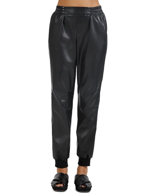 ATM Black Faux Leather High Rise jogger Pants