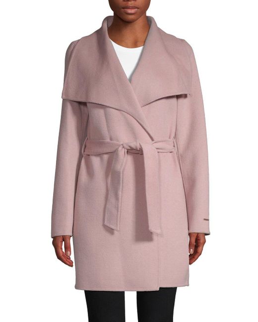 Tahari Pink Powder Lightweight Wool Wrap Coat Jacket