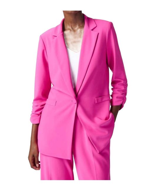 Joseph Ribkoff Pink Shirred Sleeve Blazer
