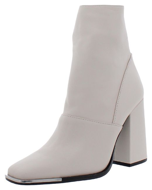 Steve Madden Gray Excess Leather Square Toe Ankle Boots