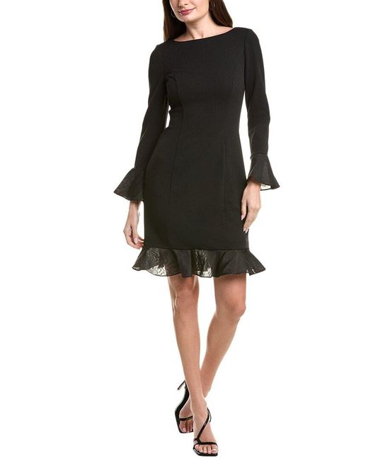adrianna papell black ruffle dress Black High Low Crepe Halter Gown With Organza Draping main image 0