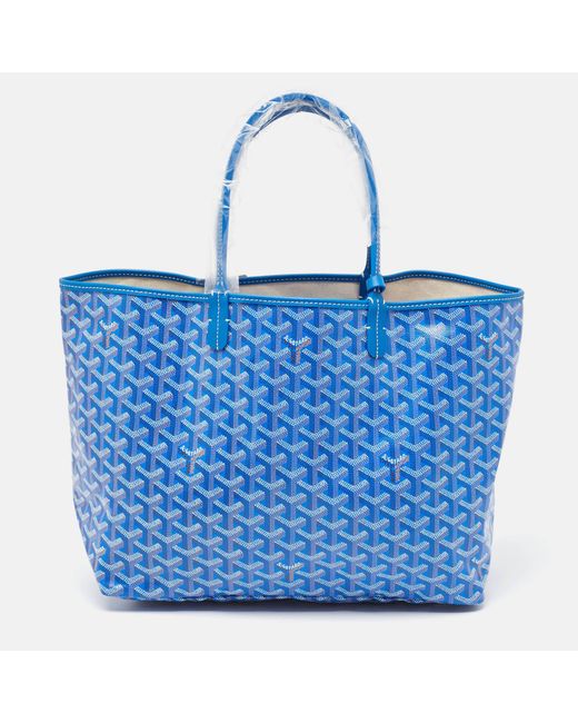 Goyard Blue Ine Coated Canvas And Leather Saint Louis Pm Tote