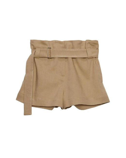 MSGM Natural Tailored High-Waist Bermuda Shorts