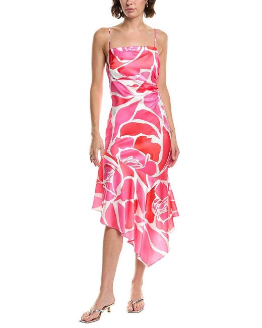 open lace back dress Vera Satin Floral Maxi Dress in Pink Multi main image 1
