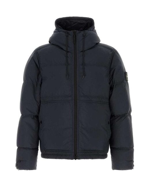 Stone Island Blue Minimalist Tailored Coat With Structured Silhouette for men