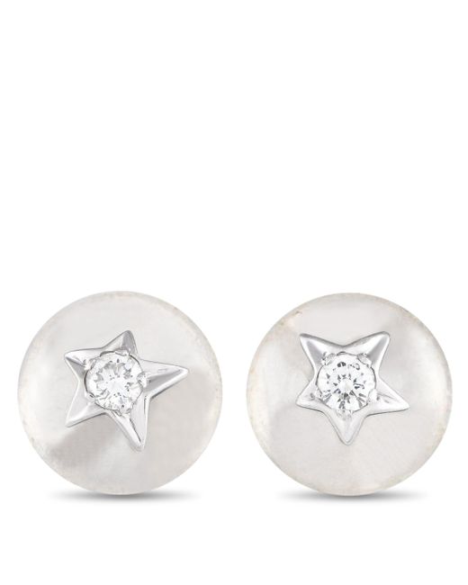Chanel White 18k Gold Diamond Rock Crystal Earrings Ch10-041624