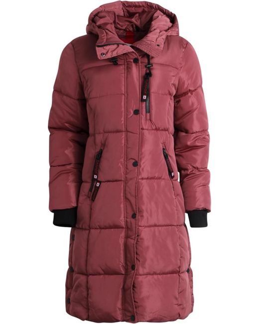 canada weather gear Red Olcw895ec Quilted Long Puffer Jacket